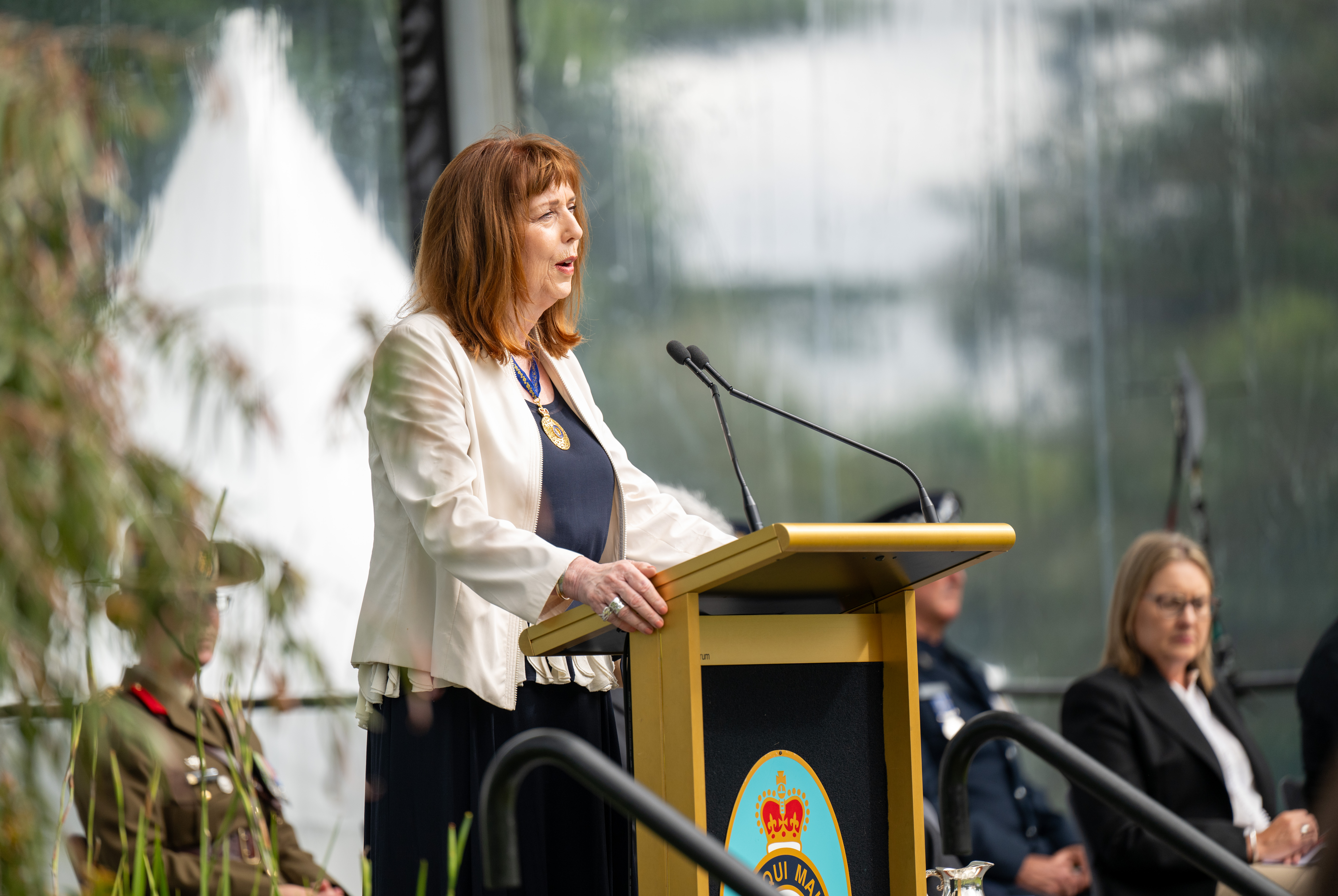 The Govenor speaking at an Official Australia Day Flag Raising Ceremony