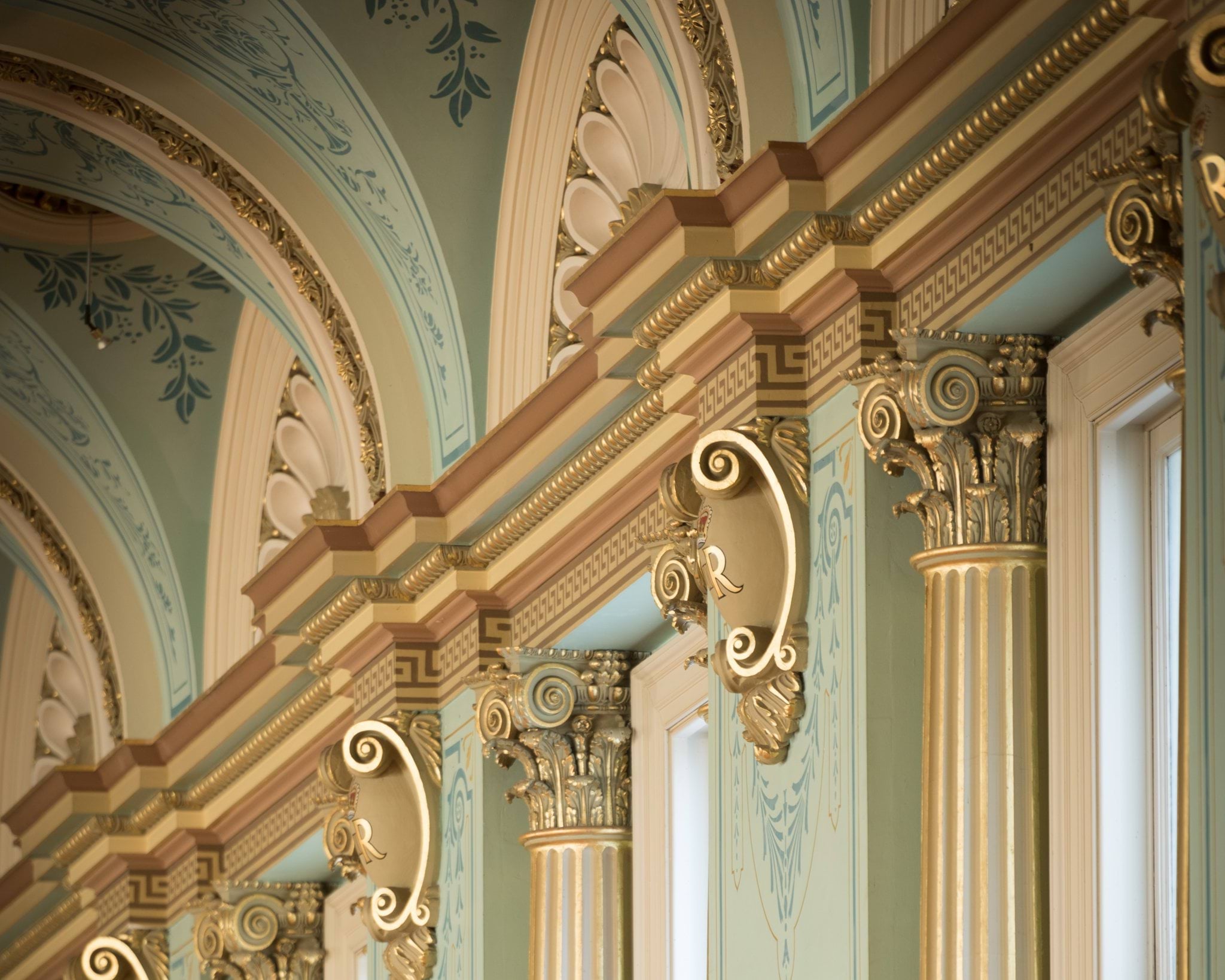 The wall in the ballroom at Government House Victoira