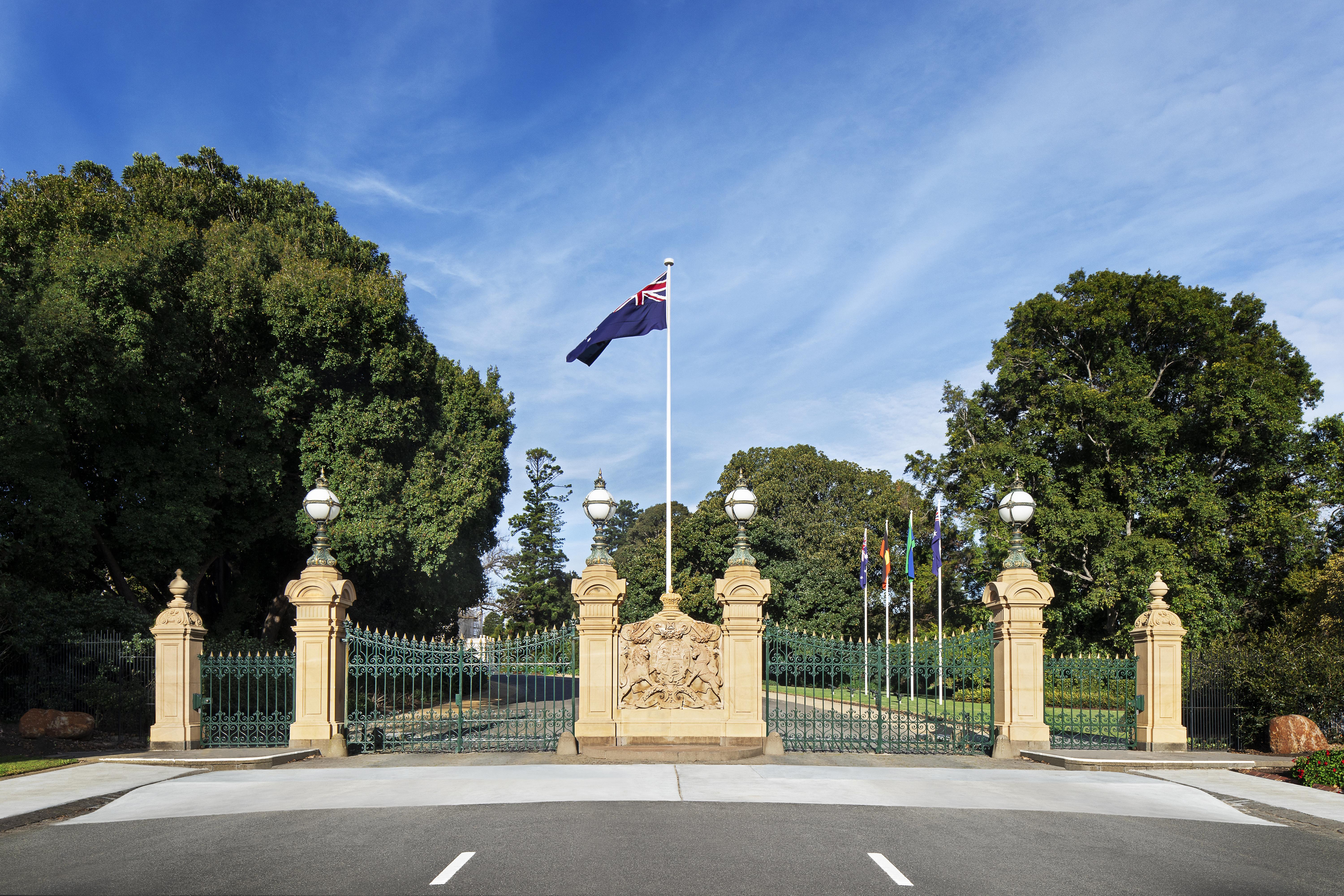 The front gate at Government House Victoria