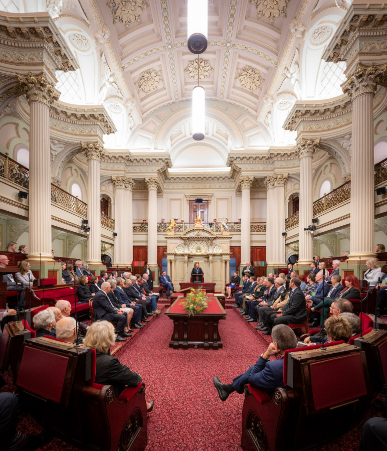 The Governor giving her inauguration speech at Parliament House.