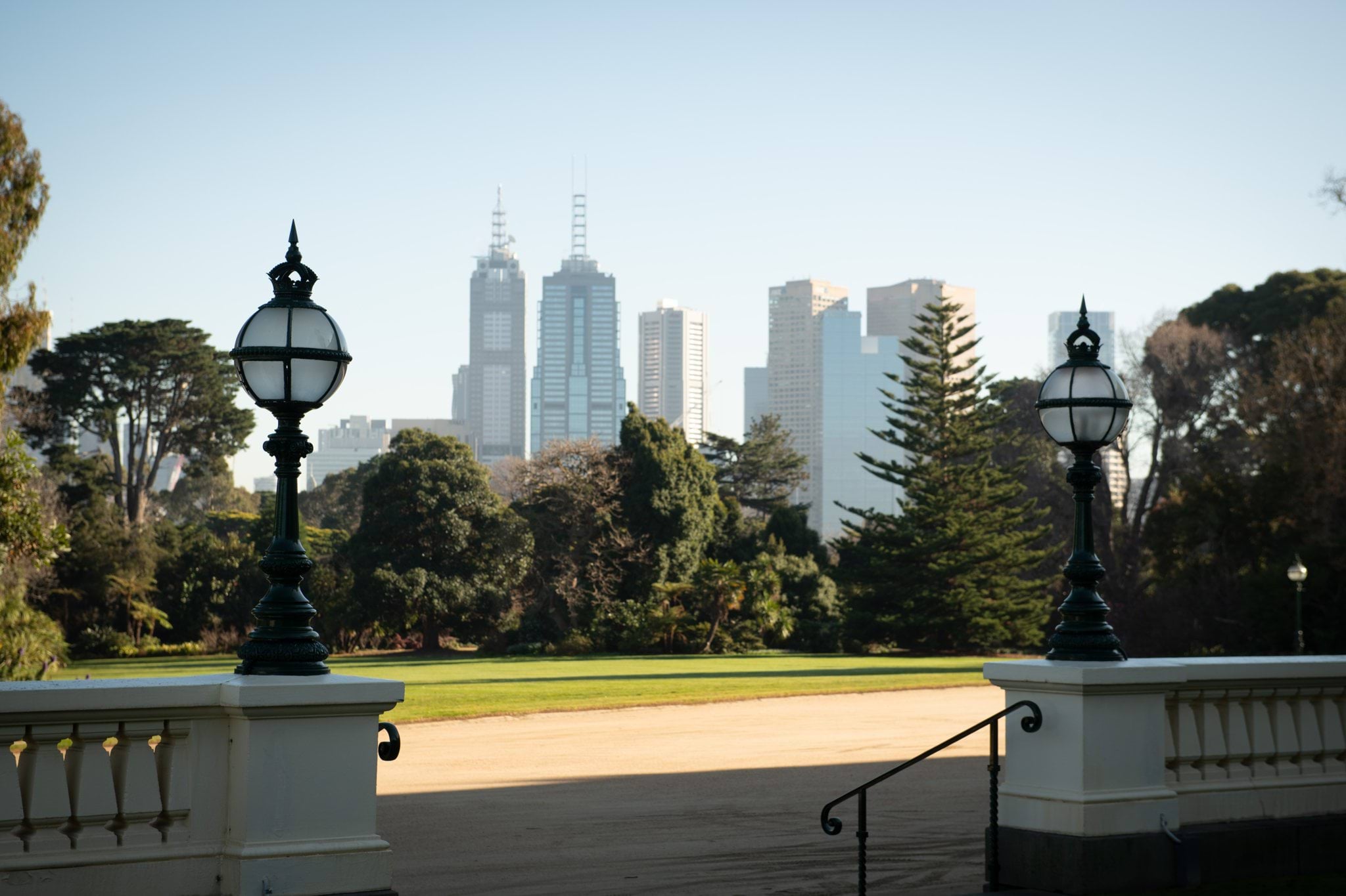 The Western lawn at Government House Victoria as viewed from the Fountain Court
