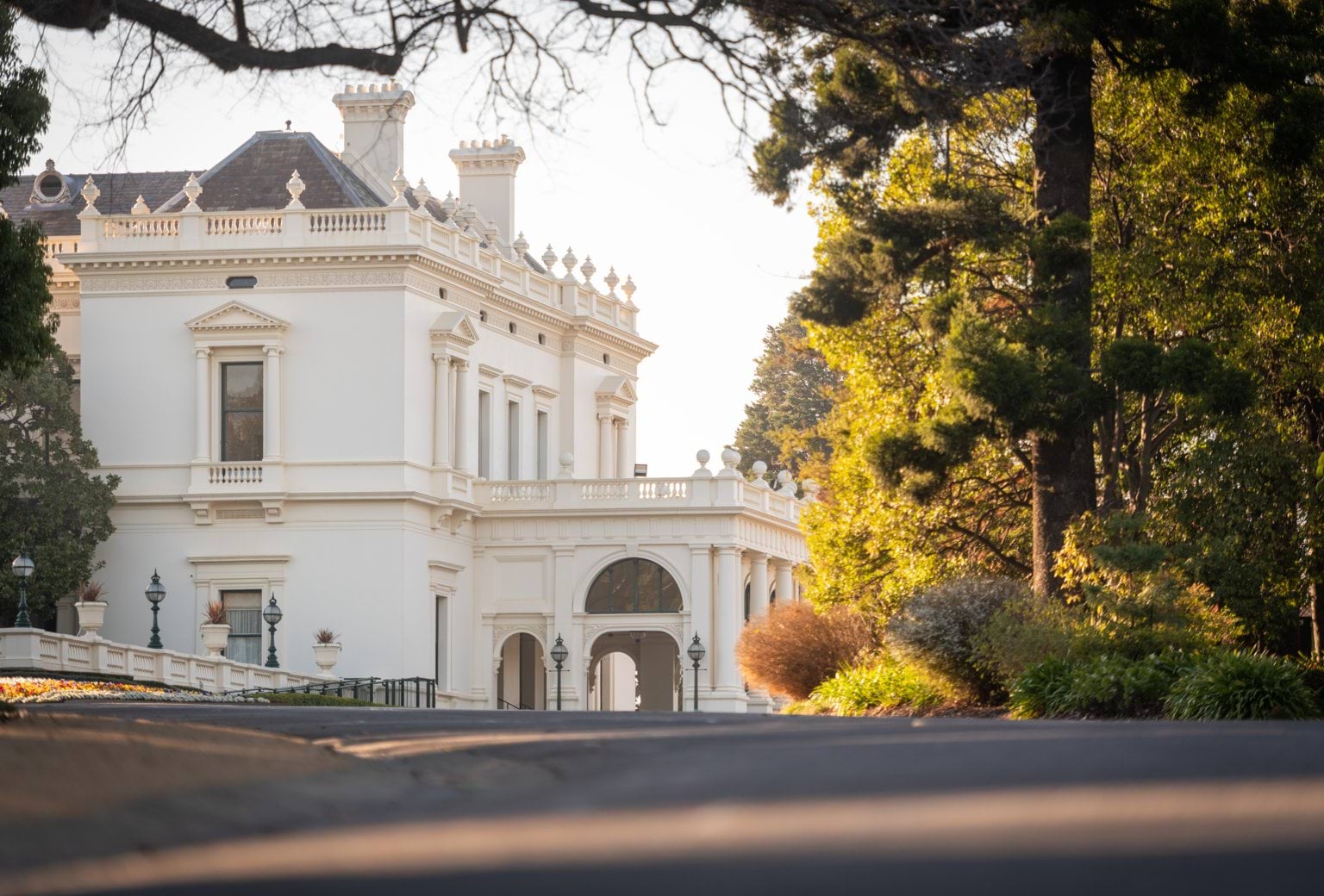 The ballroom entrance at Government House Victoria as viewed from the driveway