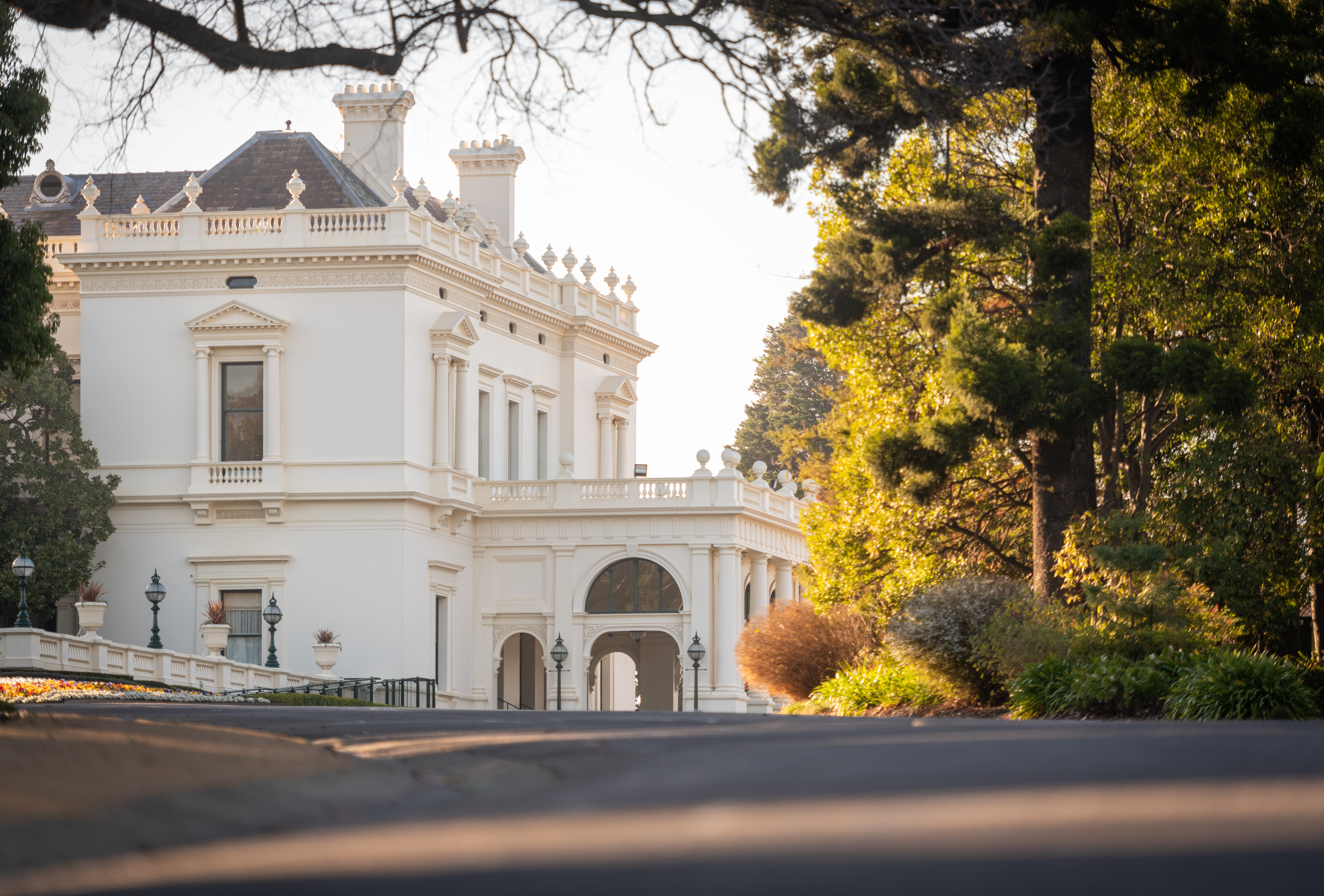 The ballroom entrance at Government House Victoria as viewed from the driveway